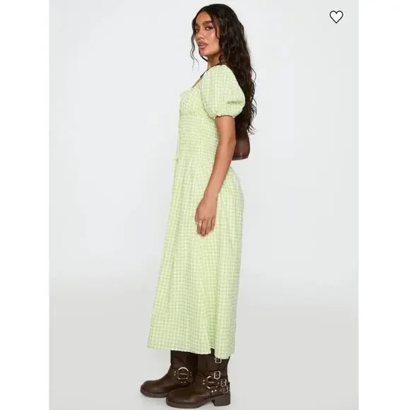 NWOT Princess Polly More Than Butterflies Maxi Dress Green Gingham Size US 2 - Picture 7 of 11